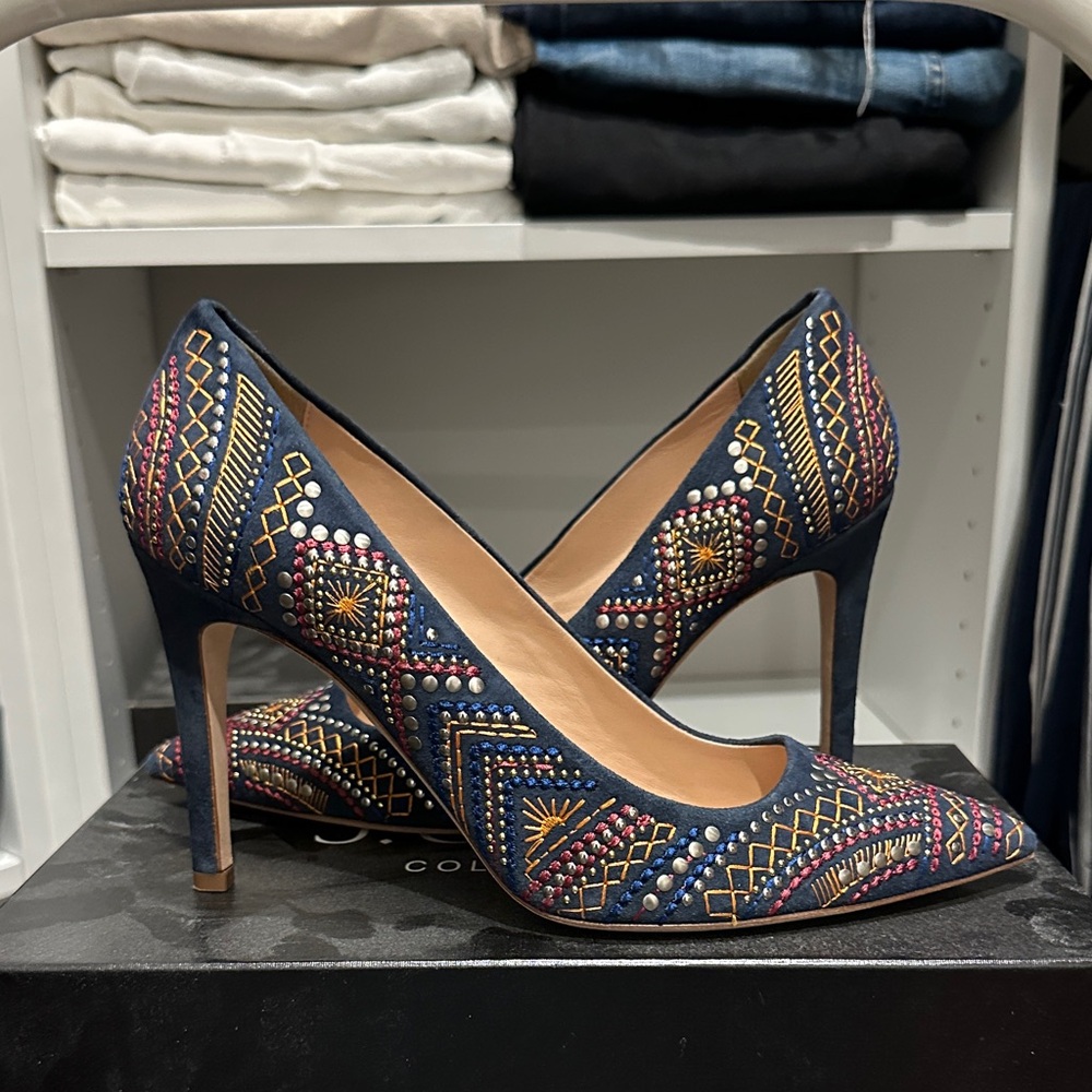 J. Crew Multicolor Embroidered Heels